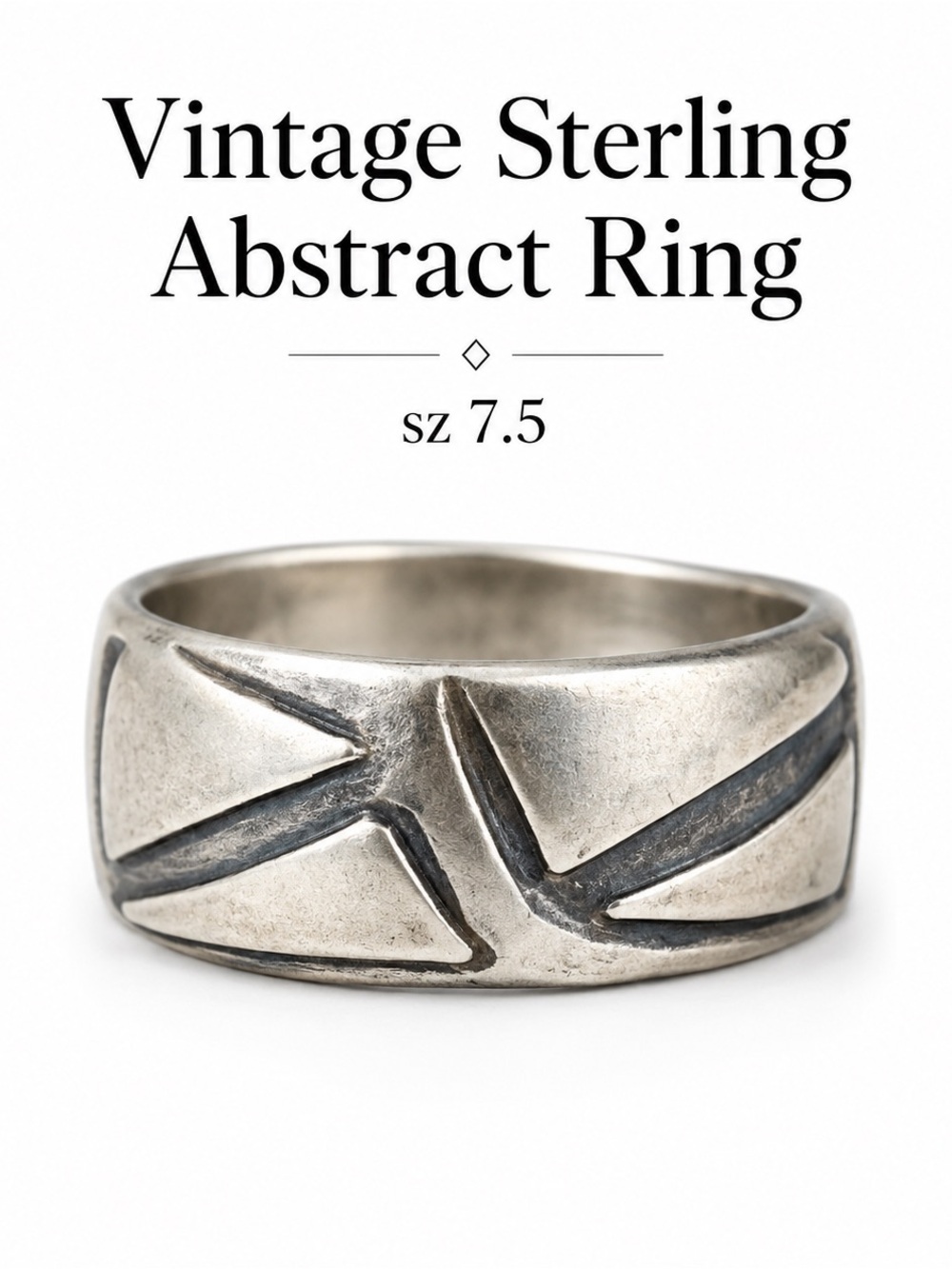 Vintage Sterling Abstract Ring sz 7.5
